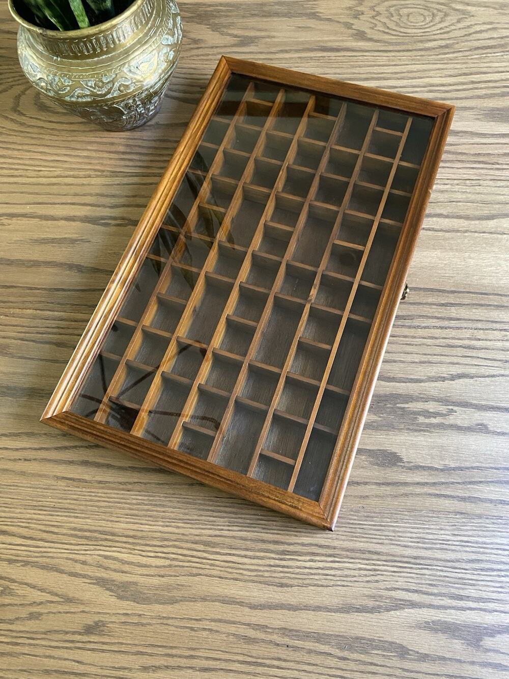 Vintage Wooden Trinket Display Small Trinket Shelf With Glass Door Wall Hanging